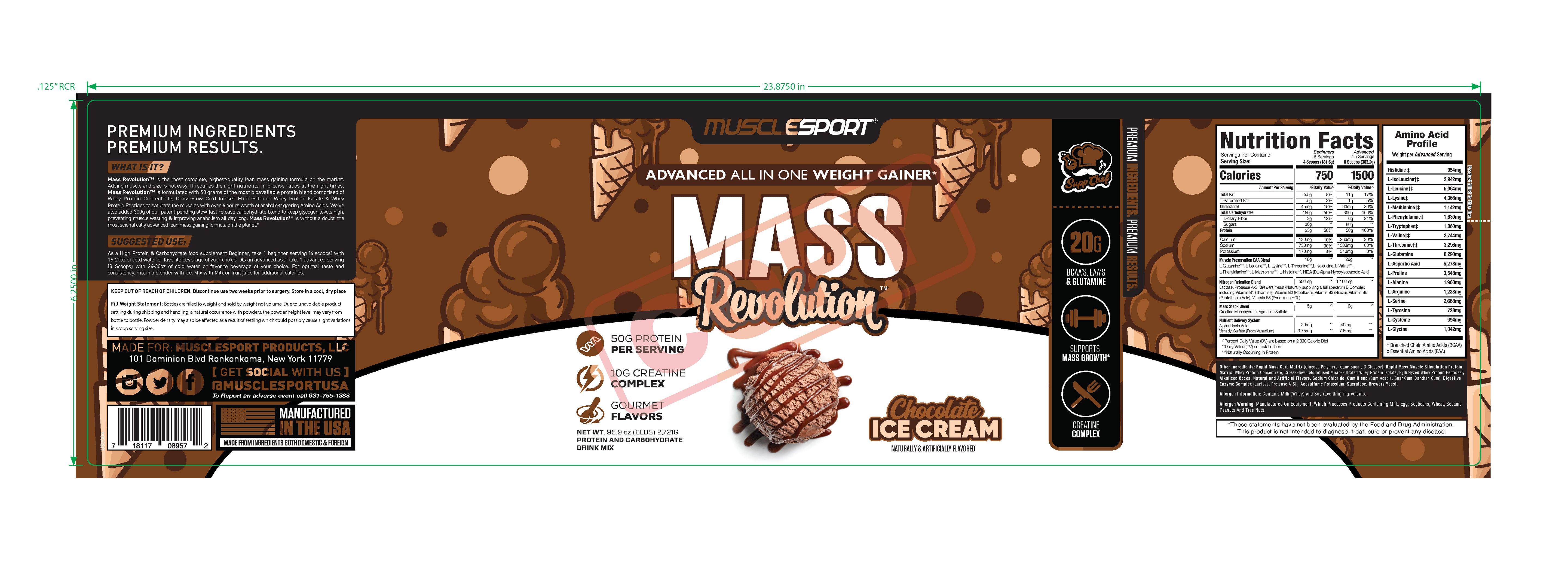 Musclesport Mass Revolution™ Mass Gainer Chocolate 6lb