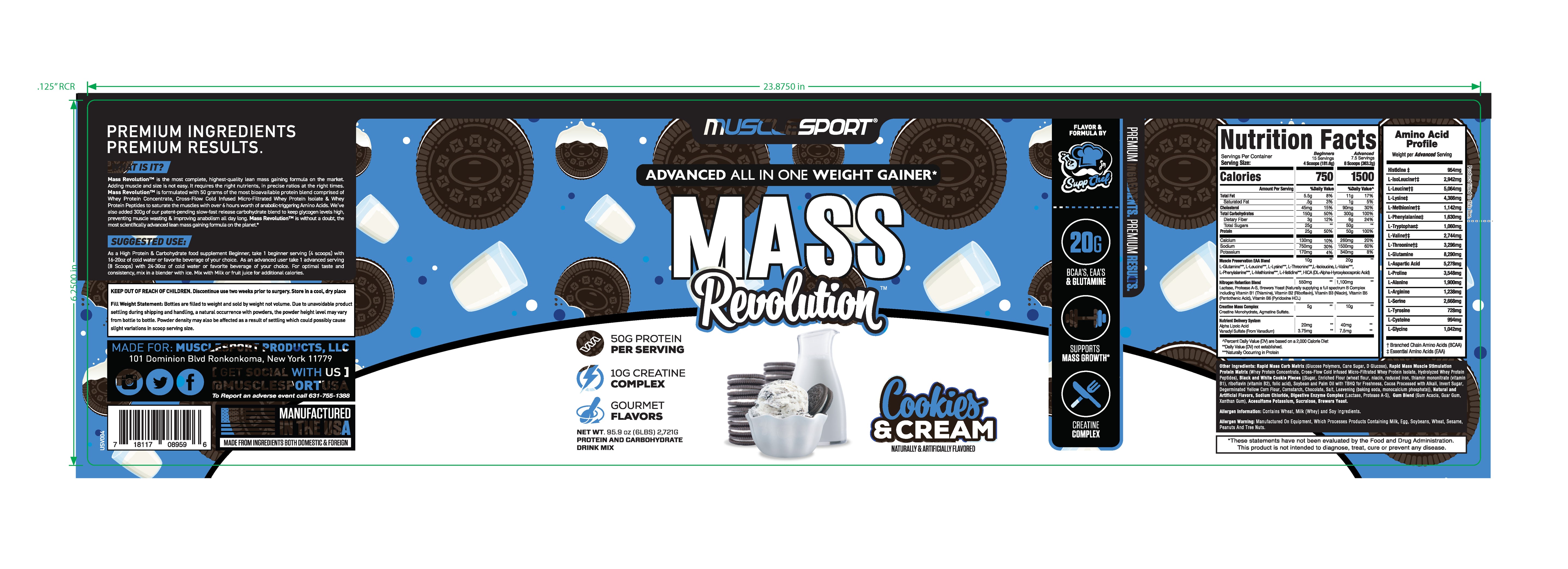 Musclesport Mass Revolution™ Mass Gainer Cookies & Cream 6lb
