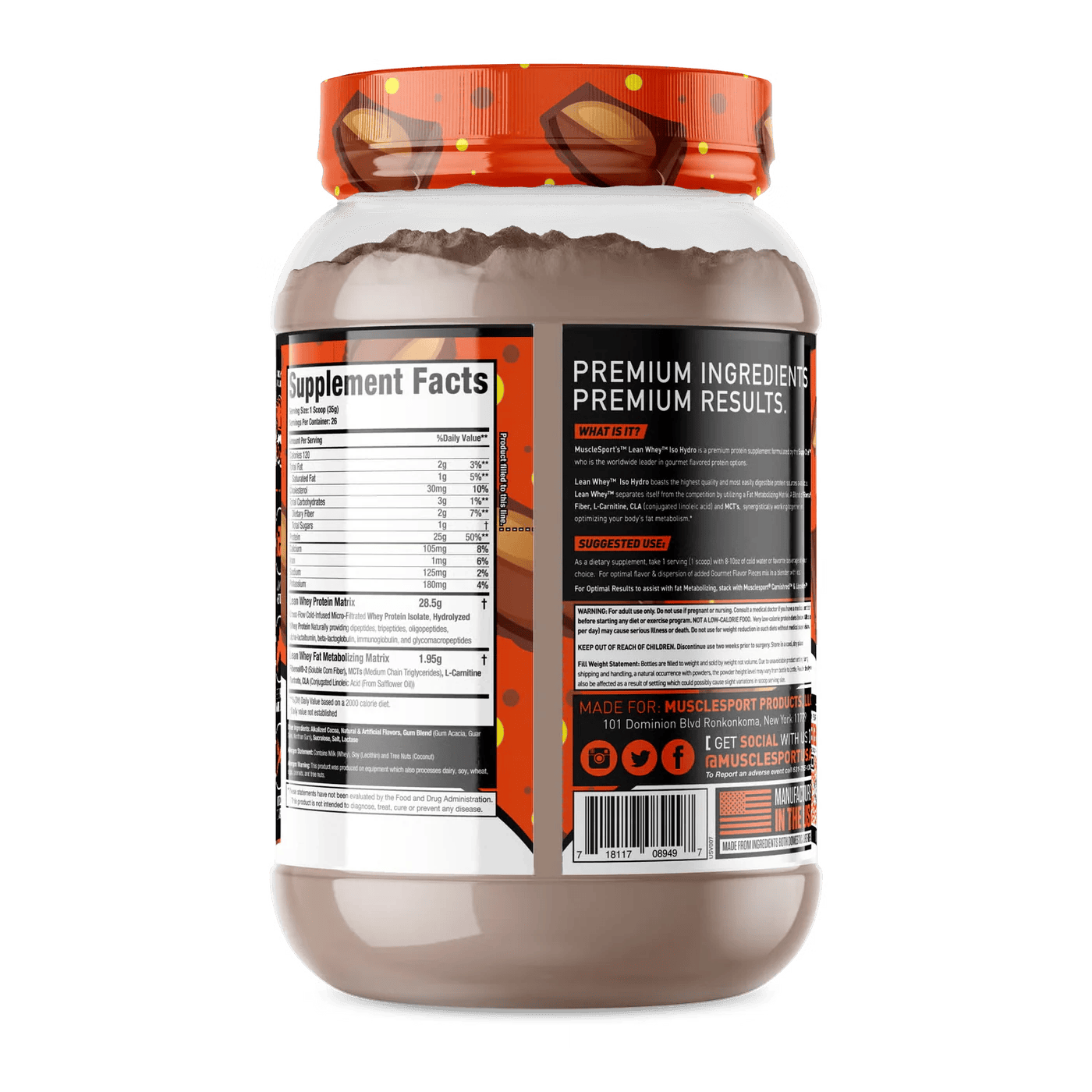 Musclesport Lean Whey Iso Hydro Gourmet Protein Choco Peanut Butter 2lb
