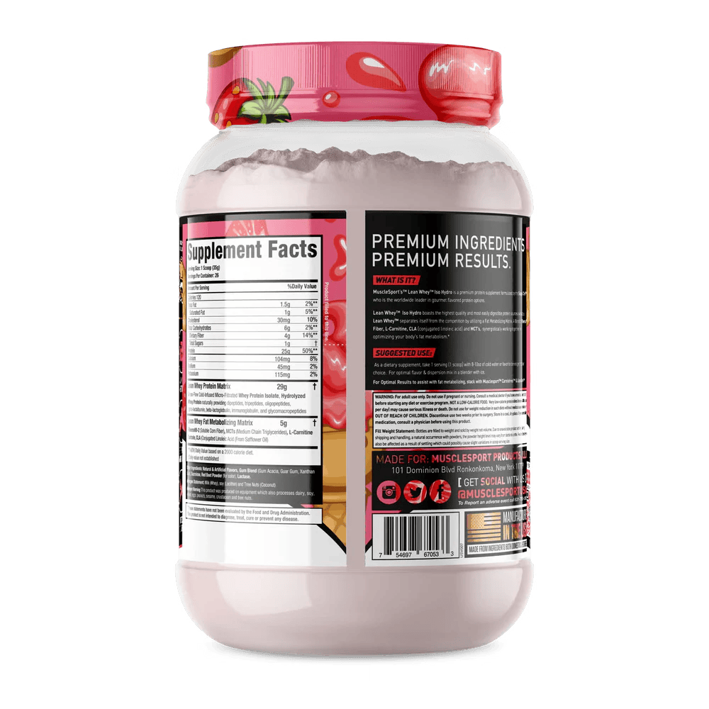 Musclesport Lean Whey Iso Hydro Gourmet Protein Strawberry 2lb