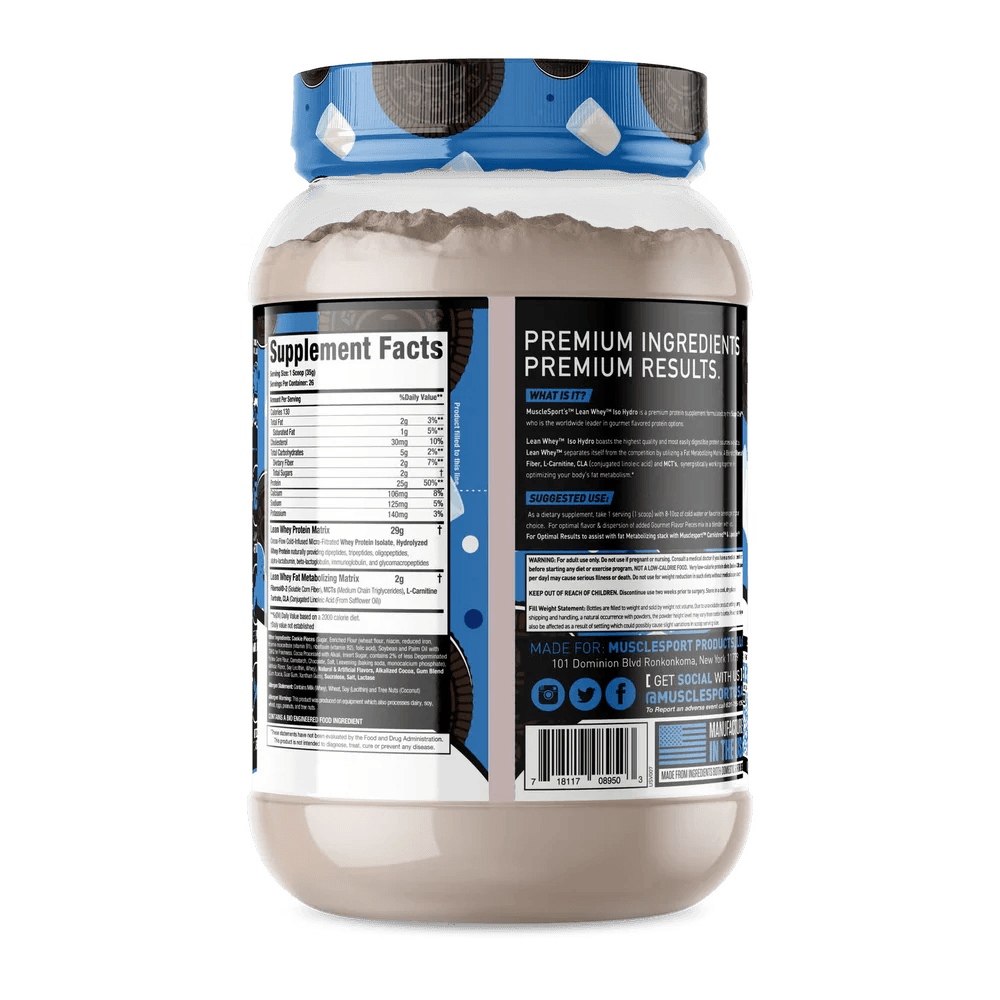 Musclesport Lean Whey Iso Hydro Gourmet Protein Cookies & Cream 2lb