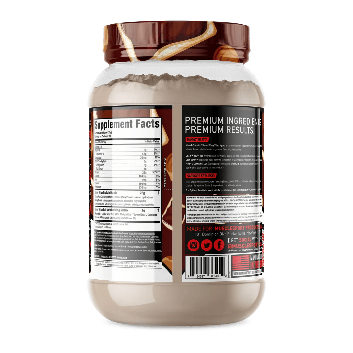 Musclesport Lean Whey Iso Hydro Gourmet Protein Protella 2lb