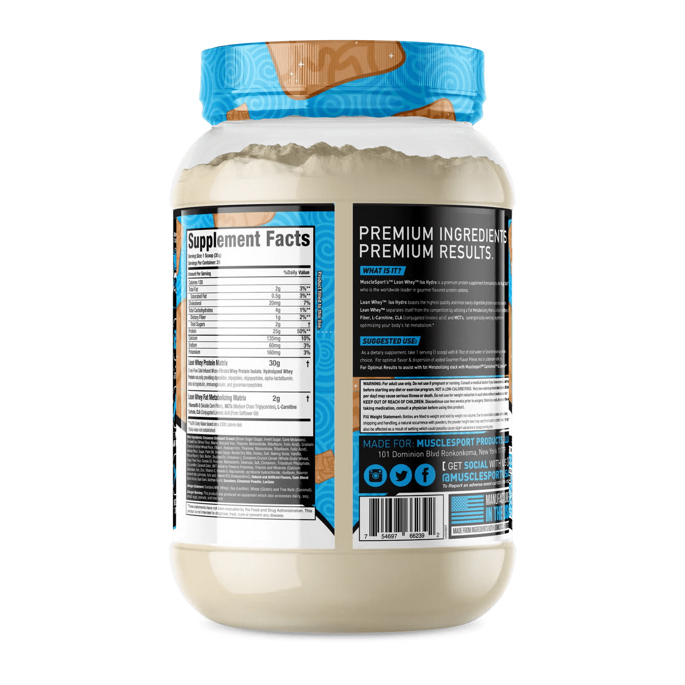 Musclesport Lean Whey Iso Hydro Gourmet Protein Cinna Crunch 2lb