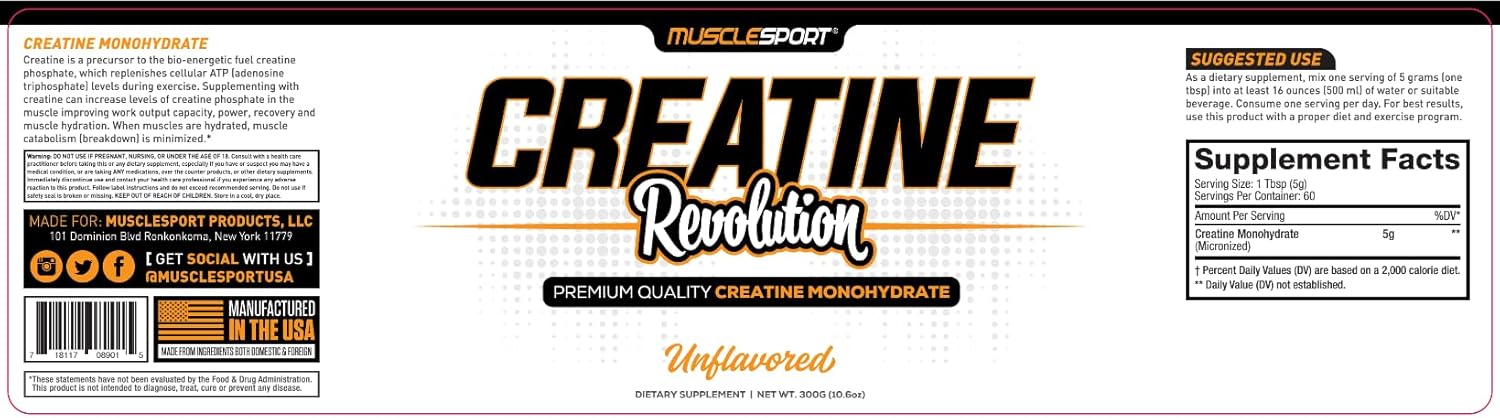 Musclesport Creatine Monohydrate Powder 300 Grams