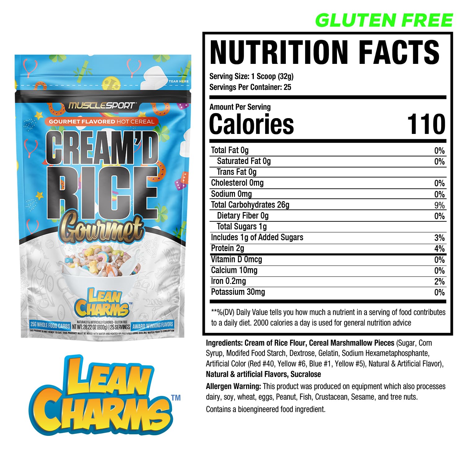 Musclesport Cream'd Rice Gourmet Lean Charms - Hot Cereal 25 Servings