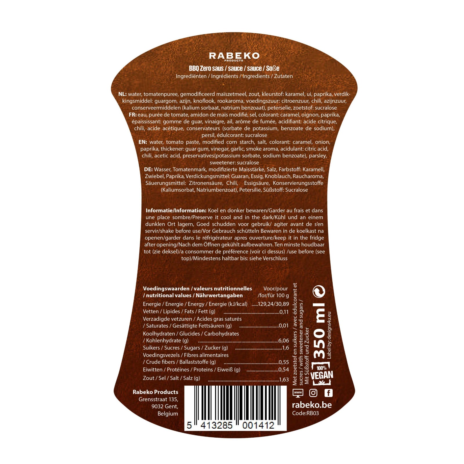 Rabeko Zero BBQ Sauce 350ml