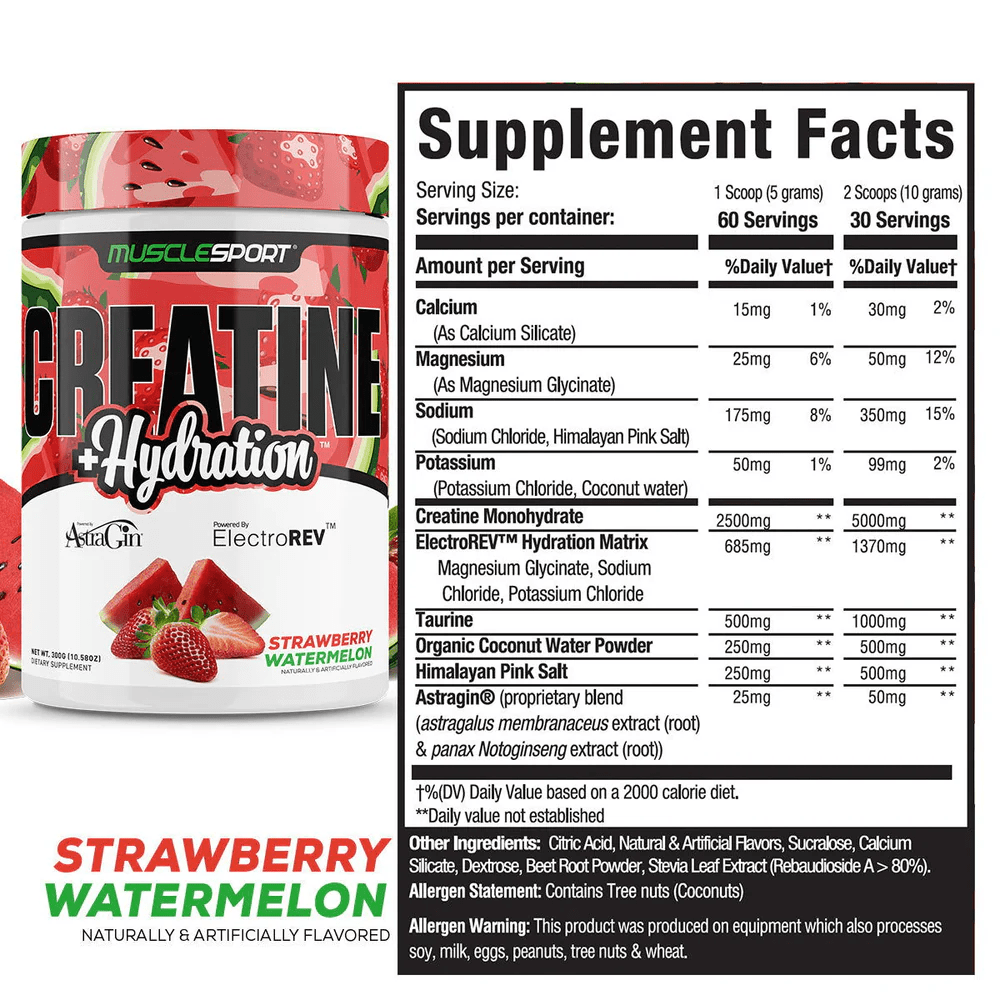Musclesport Creatine+Hydration™ Strawberry Watermelon 300Grams