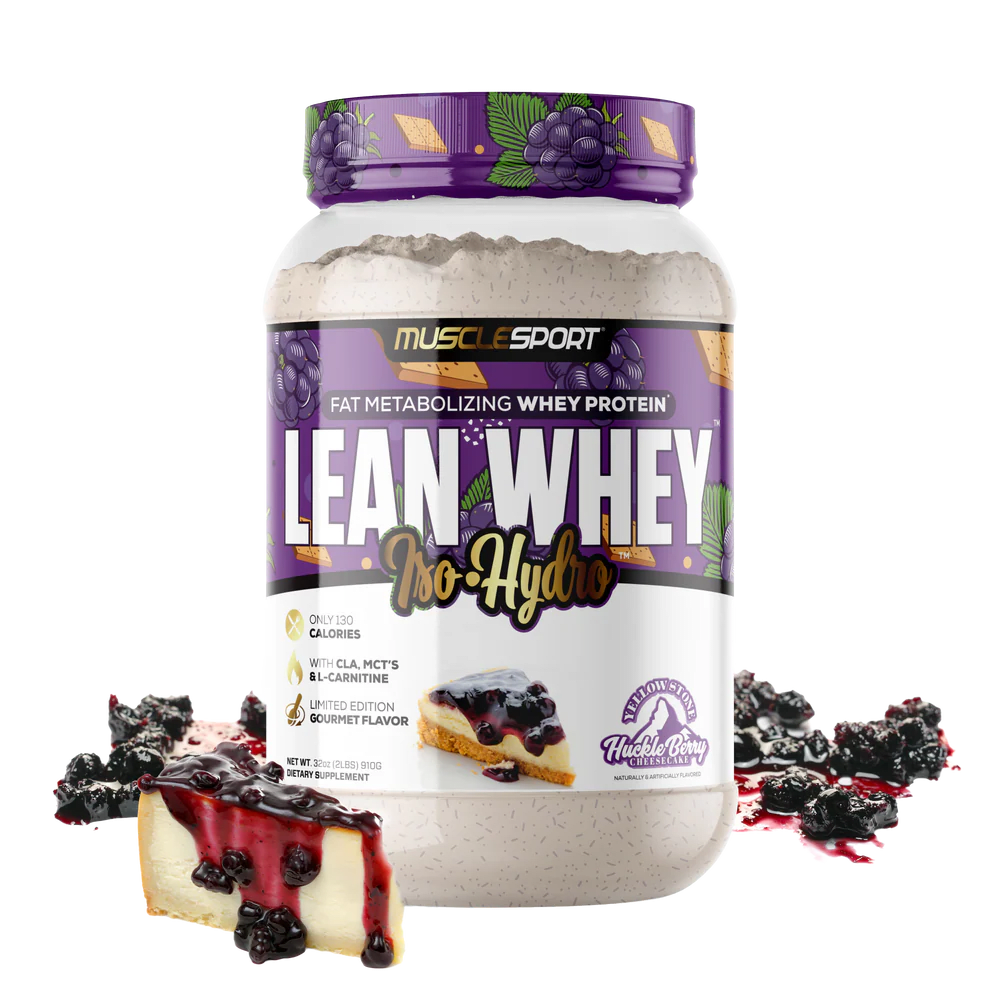 Musclesport Lean Whey Iso Hydro Gourmet Protein Huckleberry Cheesecake 2lb