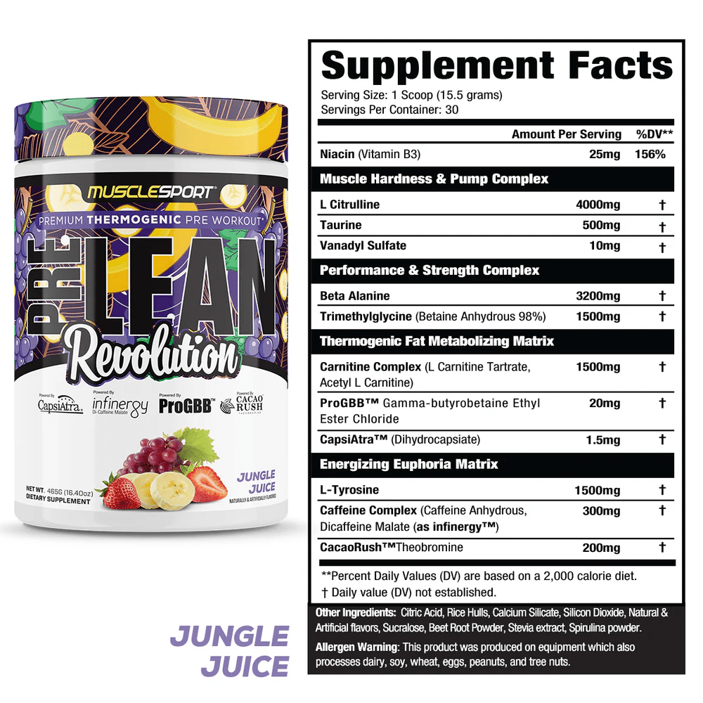 Musclesport PreLean™ Revolution® Pre-workout Jungle Juice- 30 Servings
