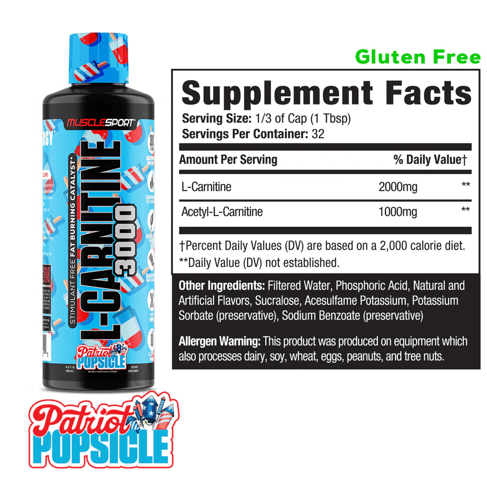 Musclesport L-Carnitine 3000 Patriot Popsicle 16.5oz Liquid