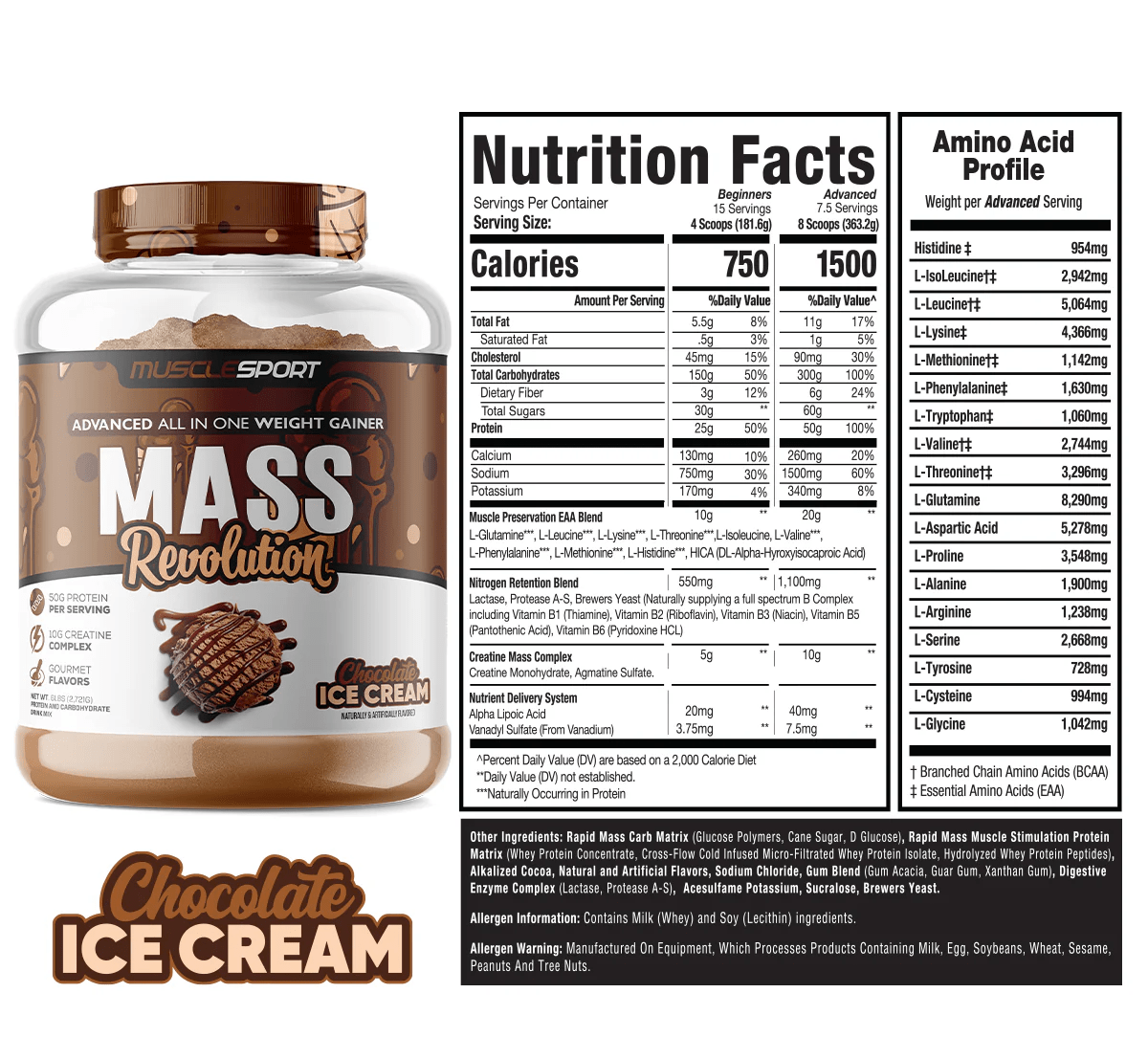Musclesport Mass Revolution™ Mass Gainer Chocolate 6lb
