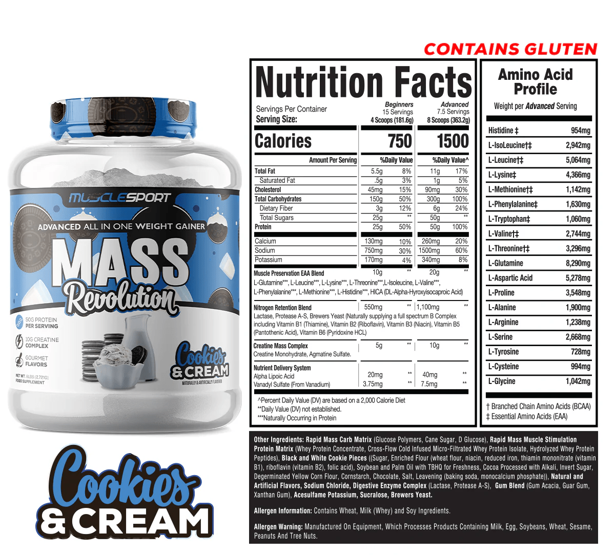 Musclesport Mass Revolution™ Mass Gainer Cookies & Cream 6lb