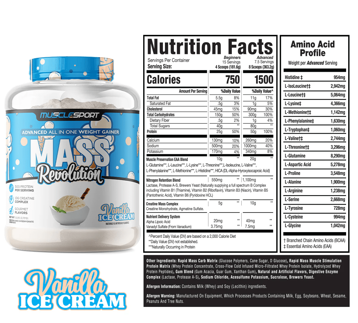 Musclesport Mass Revolution™ Mass Gainer Vanilla 6lb