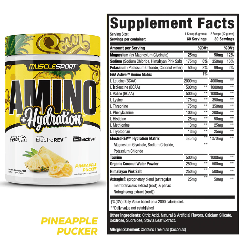 Musclesport Amino+Hydration™ Pineapple Pucker 360Grams