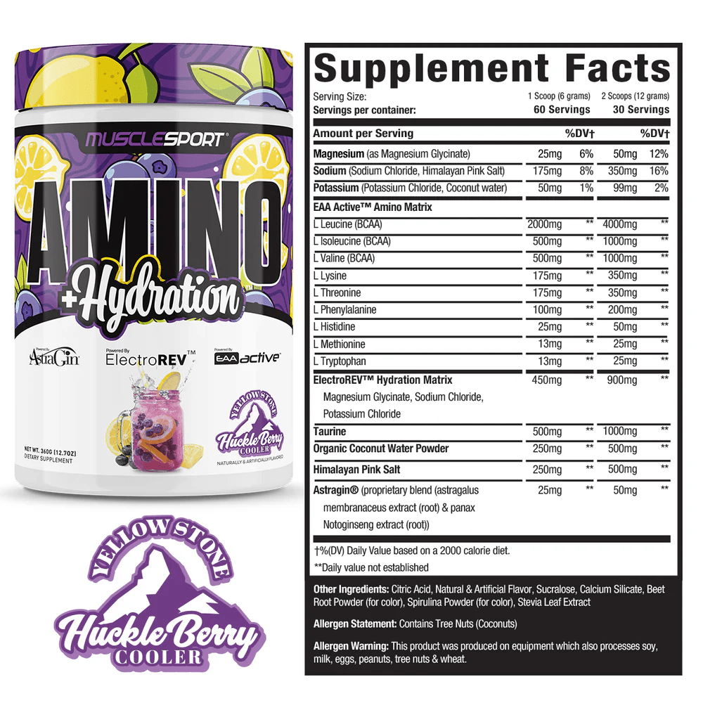 Musclesport Amino+Hydration™ Huckleberry Cooler 360Grams