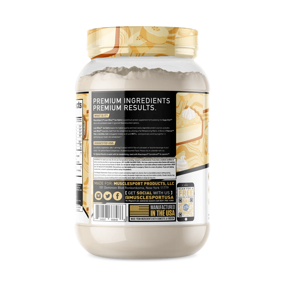 Musclesport Lean Whey Iso Hydro Gourmet Protein Nana's Banana Cream 2lb