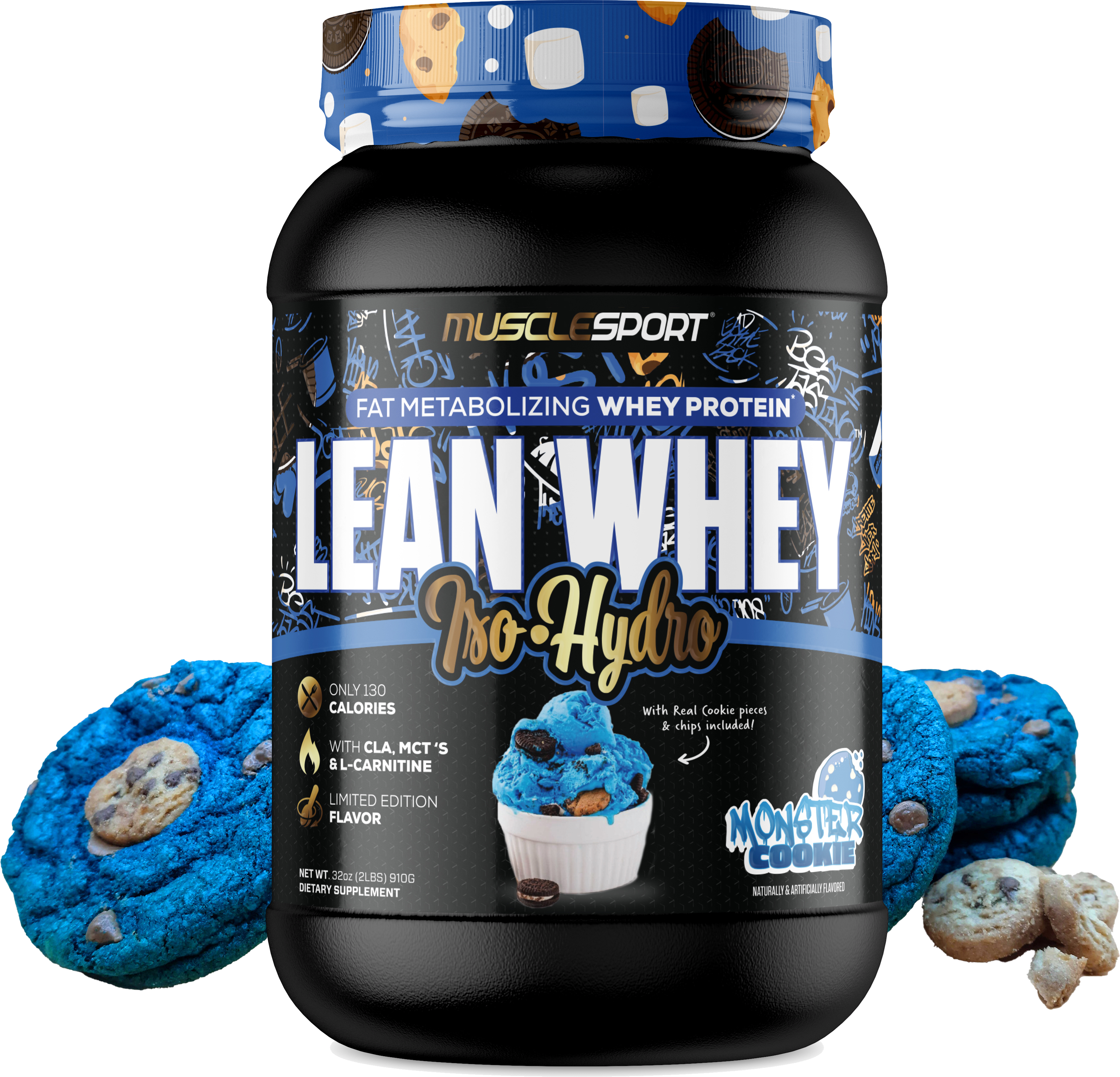 Musclesport Lean Whey Iso Hydro Gourmet Protein Monster Cookie 2lb
