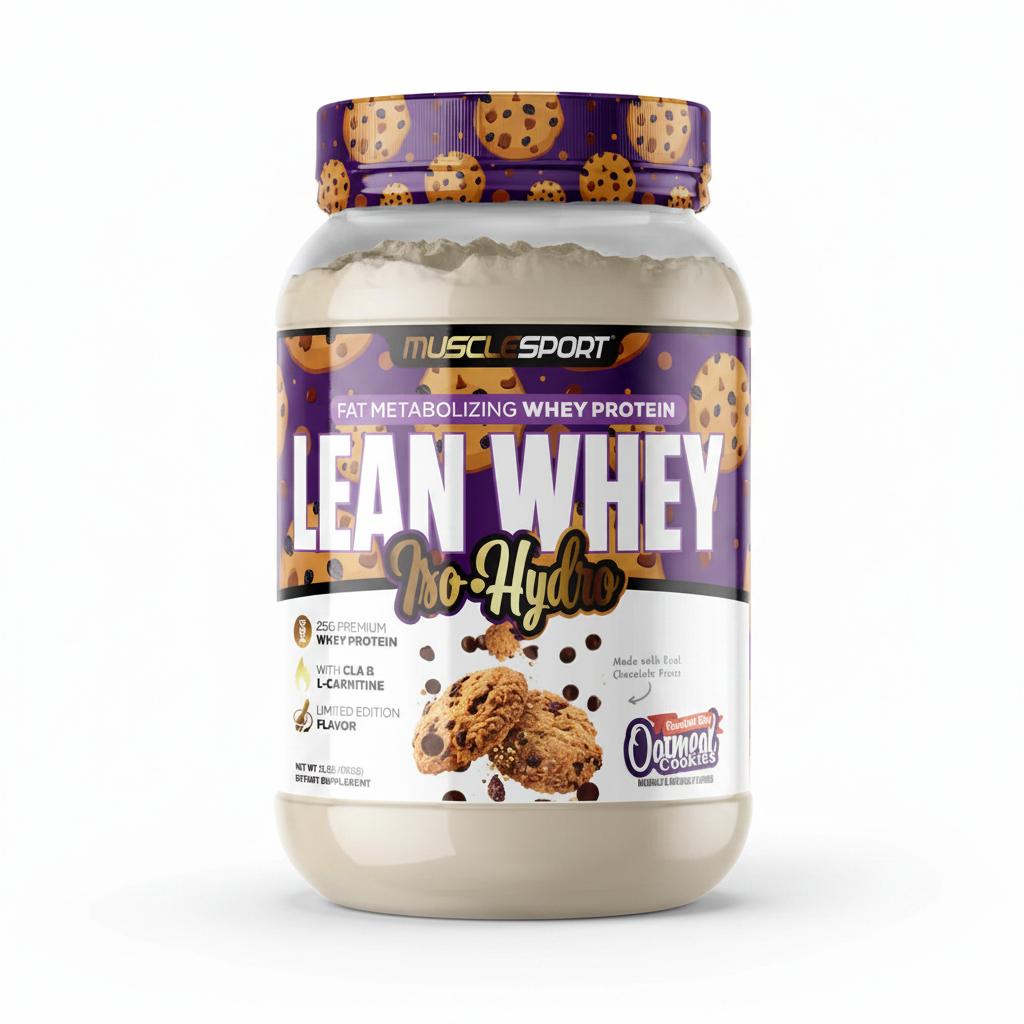 Musclesport Lean Whey Iso Hydro Gourmet Protein Chocolate Chip Oatmeal Cookies 2lb