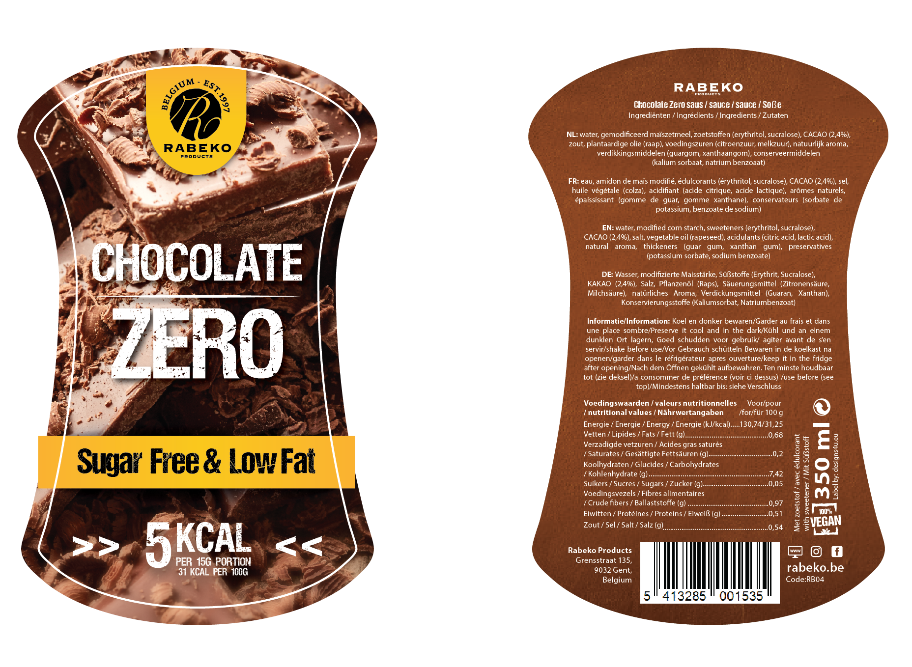 Rabeko Zero Chocolate Sauce 350ml