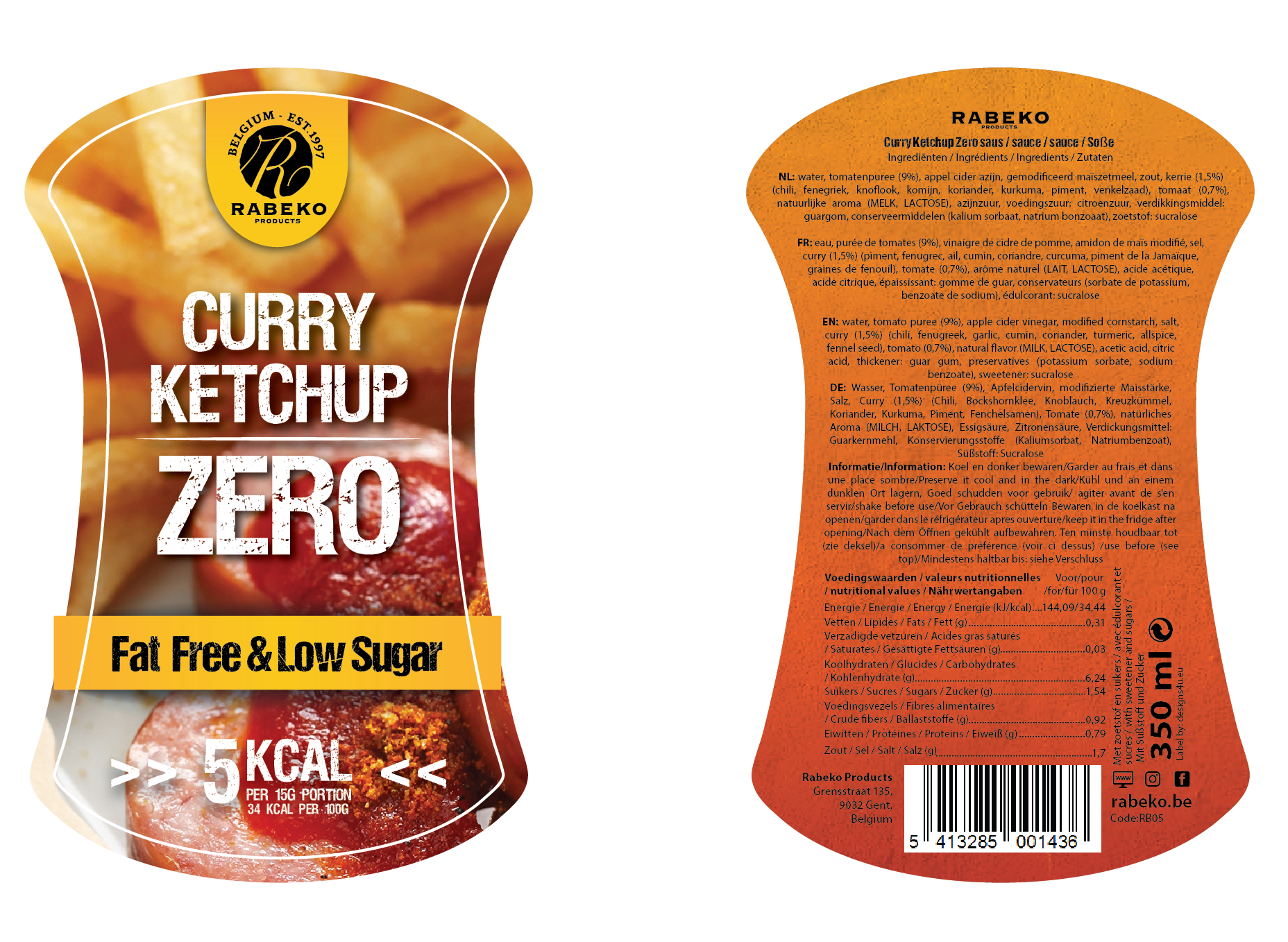Rabeko Zero Curry Ketchup Sauce 350ml