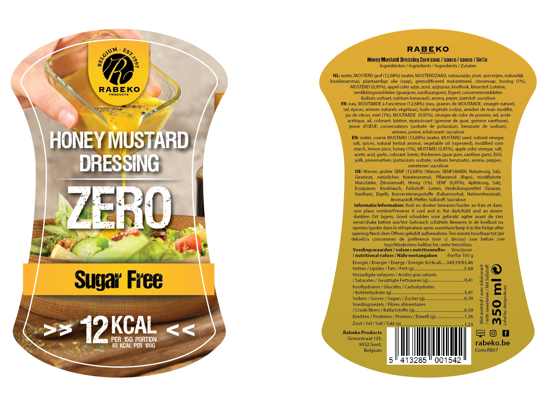 Rabeko Zero Honey Mustard Sauce 350ml